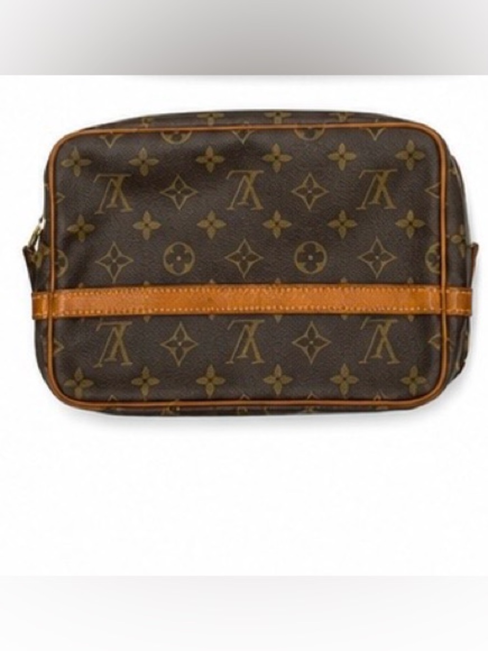 Louis Vuitton Brown Monogram Canvas Toiletry Bag with Tan Trim